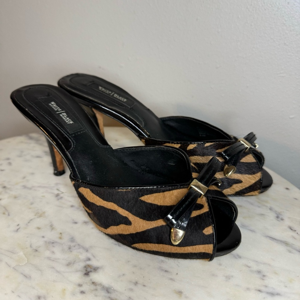 White House Black Market Shoes Size 6.5 M Calf Hair zebra print heels